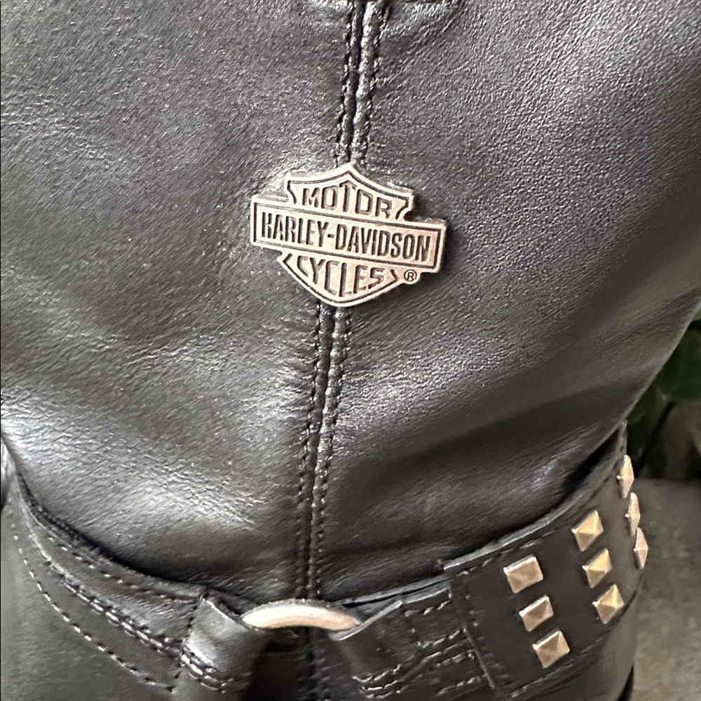 Harley-Davidson Women's Black leather Moto Boots with studs. Women’s size 7 1/2. - Picture 5 of 11